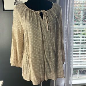 Cute khaki with white polka dot blouse *New*